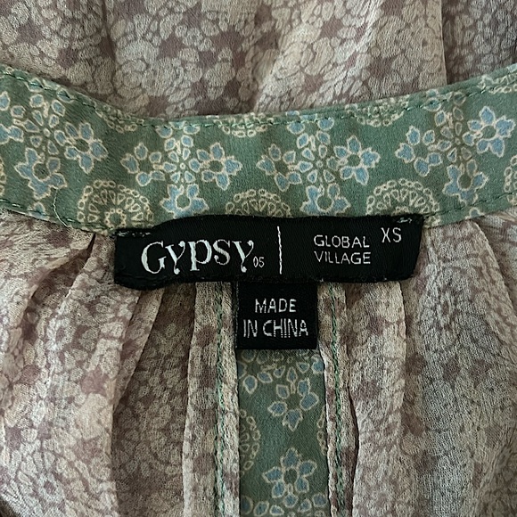 Gypsy Global Village Boho Floral Long Sleeve Silk Blouse Shirt Top **Sz XS**🌸🌸 - Picture 4 of 7